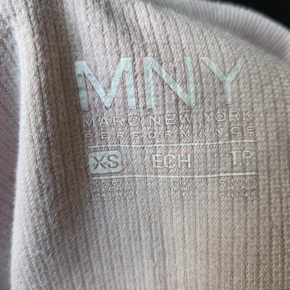 MNY Marc New York Performance Pink Je T'aime Waffle Knit Crewneck Sweatshirt XS - Picture 5 of 6